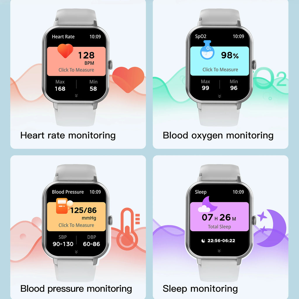 Novo Relógio Inteligente Digital com Monitor de Batimentos Cardíacos Smartwatch 2026 Android Relógios Esportivos Eletrônicos para Homens e Mulheres Rastreador de Fitness para iOS