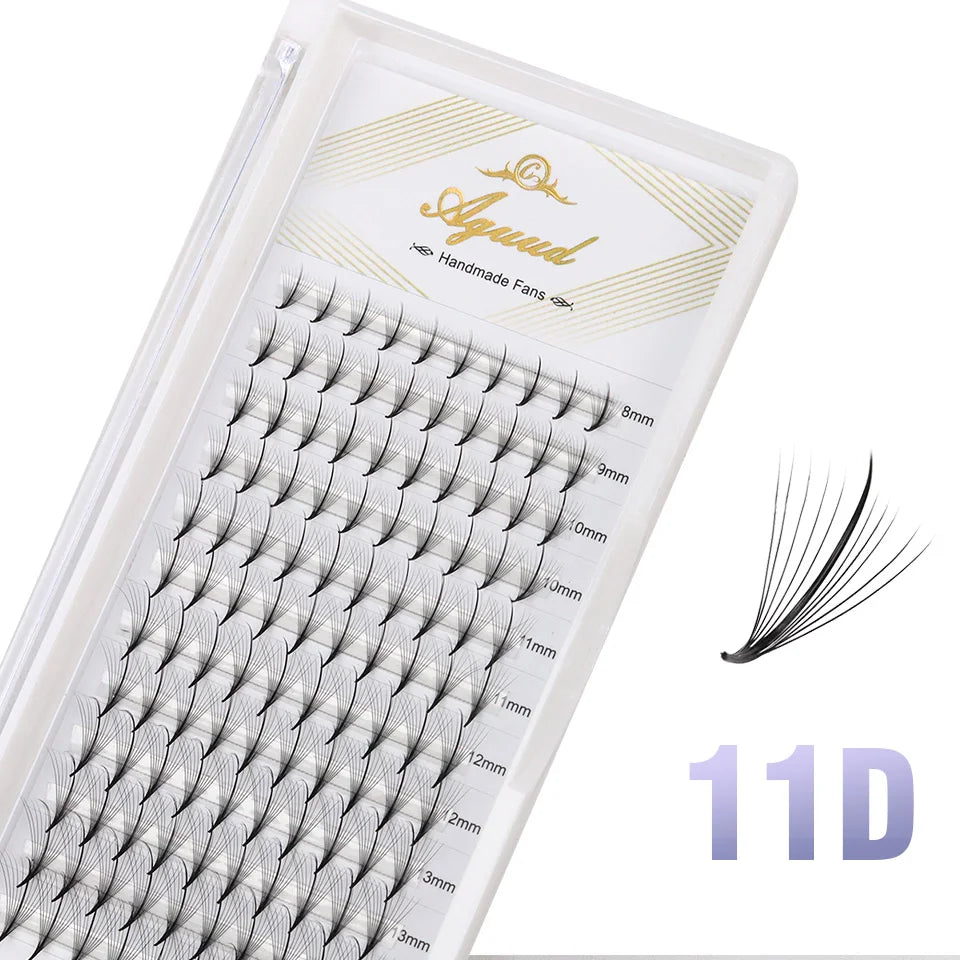 Aguud 3d/5d/7d/9d fino pré-fabricado fãs lash extensão pontiaguda base promade pico fãs cluster cílios volume russo lash extensão