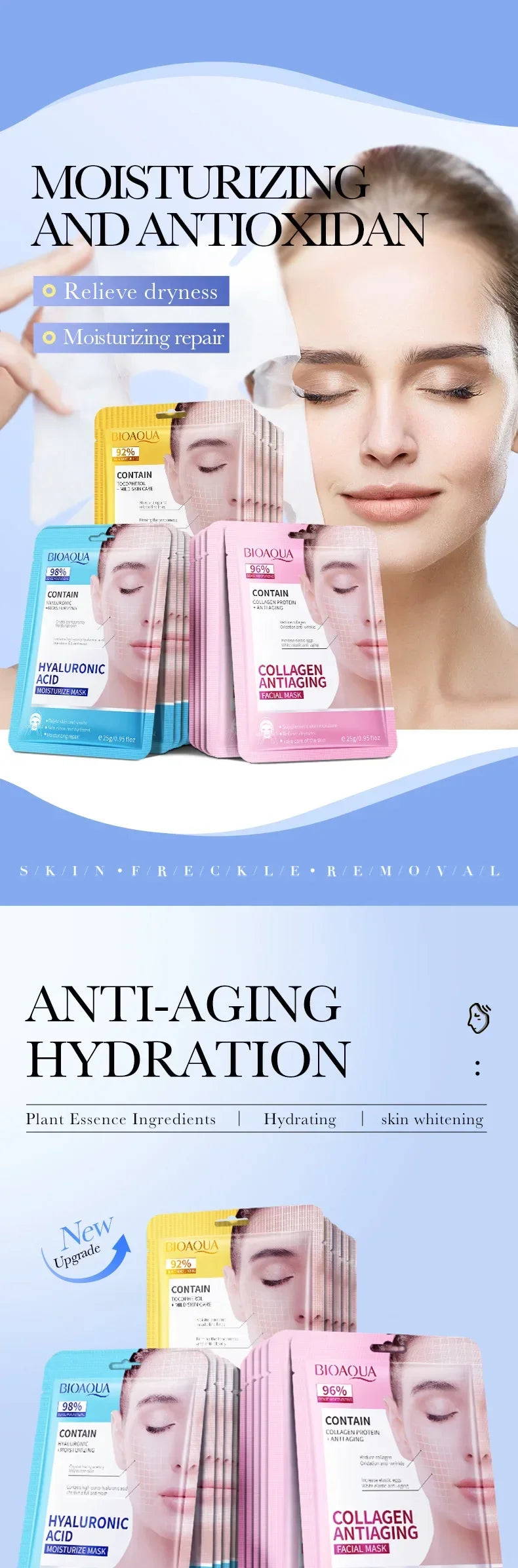 15 pçs bioaqua retinol colágeno anti rugas máscaras faciais hidratante anti-envelhecimento clareamento máscara facial produtos de cuidados com a pele