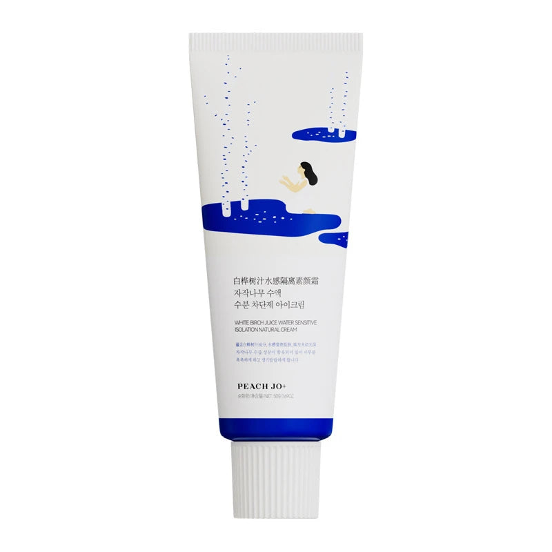 Creme facial Peach Jo + Birch Sap Primer, hidratante diário leve para preparar a pele, creme de acabamento natural para todos os tipos de pele