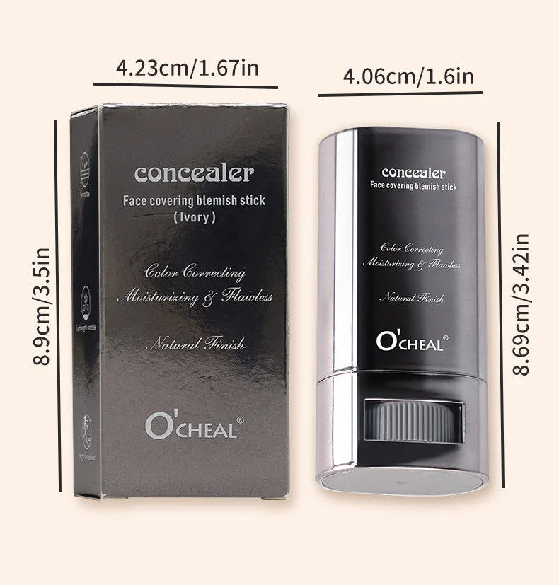 Bastão de Corretivo Líquido - Cobre Marcas de Acne, Olheiras, Tatuagens e Sardas, Base Cosmética de Cobertura Total para o Rosto