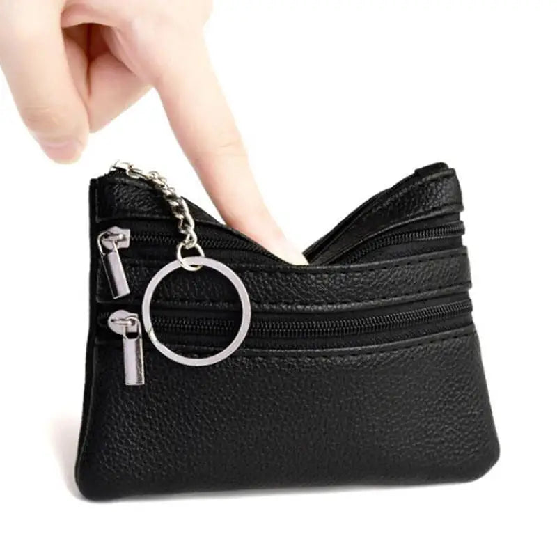 Bolsa de moedas de couro pu 2025 novo com chaveiro bolsa de bolso à prova d'água com zíper resistente ao desgaste porta-cartões de crédito masculino