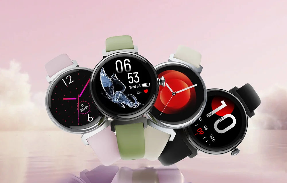 Amoled tela hd azul dente chamada smartwatch feminino relógios inteligentes à prova dwaterproof água esportes monitor de saúde freqüência cardíaca notificação mensagem