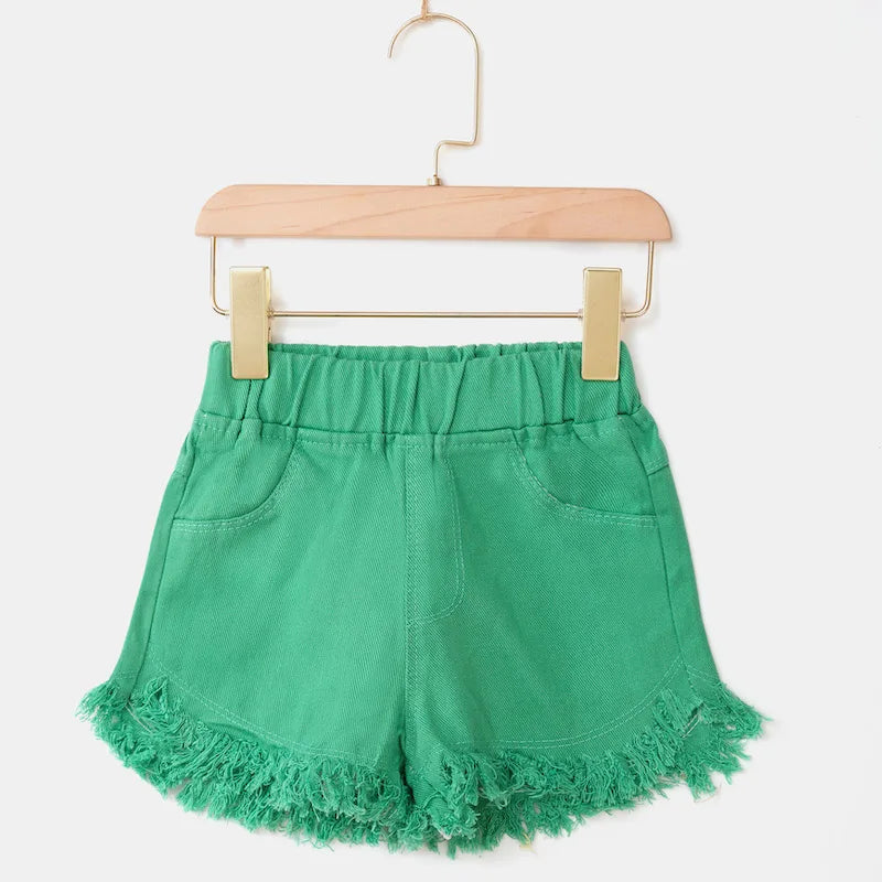 IENENS Roupas de verão para bebês meninas, shorts jeans, calças jeans, roupas infantis, calças curtas casuais para meninas, calças infantis