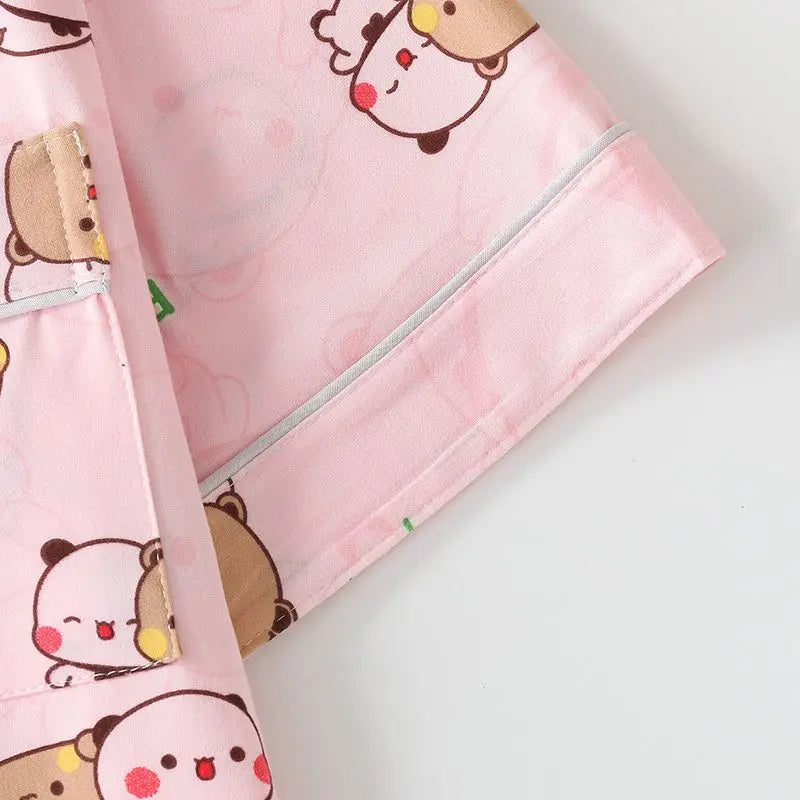 Kawaii anime bubu dudu conjunto de pijama macio e confortável homem mulher pijamas algodão solto pijama terno solto roupas para casa presente aniversário