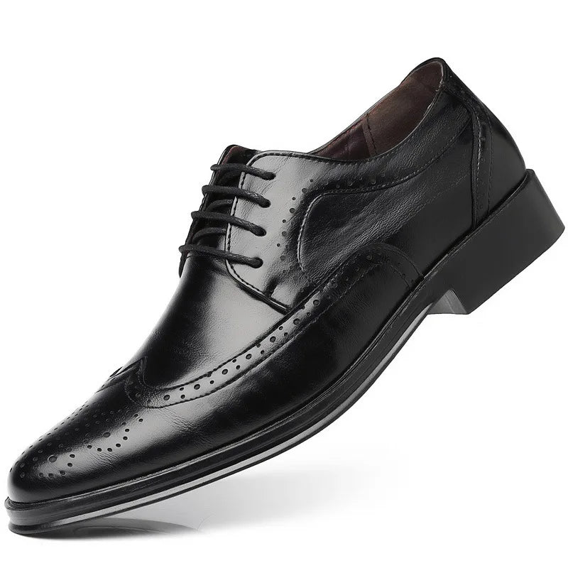 Sapatos oxford masculinos feitos à mão, sapatos clássicos formais de negócios, couro de bezerro genuíno, sapatos sociais brogue