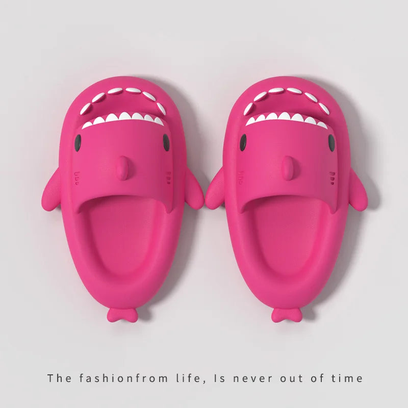 4cm sola grossa chinelos de tubarão das mulheres dos homens indoor banheiro slides bonito dos desenhos animados 2024 sapatos verão feminino masculino rua praia sandálias