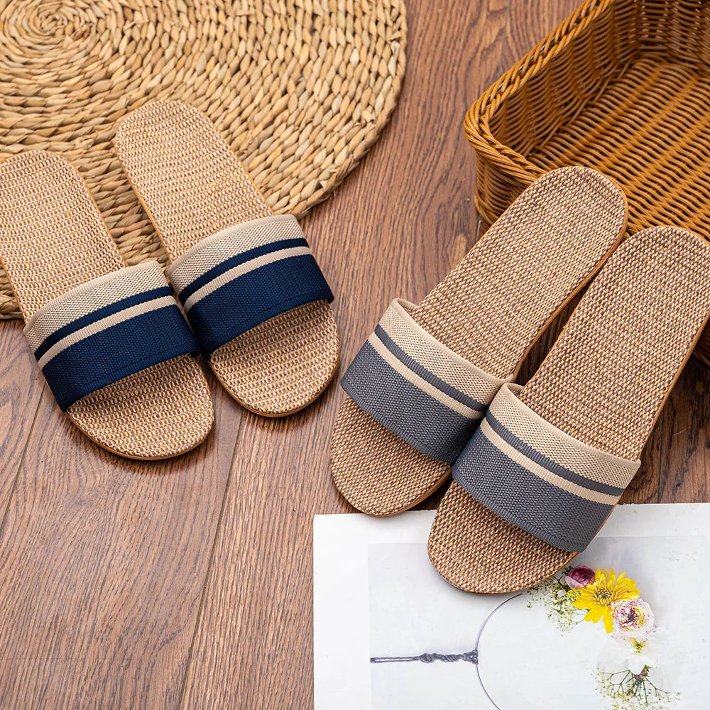 36-45 sandálias planas chinelos de praia verão casa linho leve eva antiderrapante slides para homens mulheres indoor ao ar livre flip flops