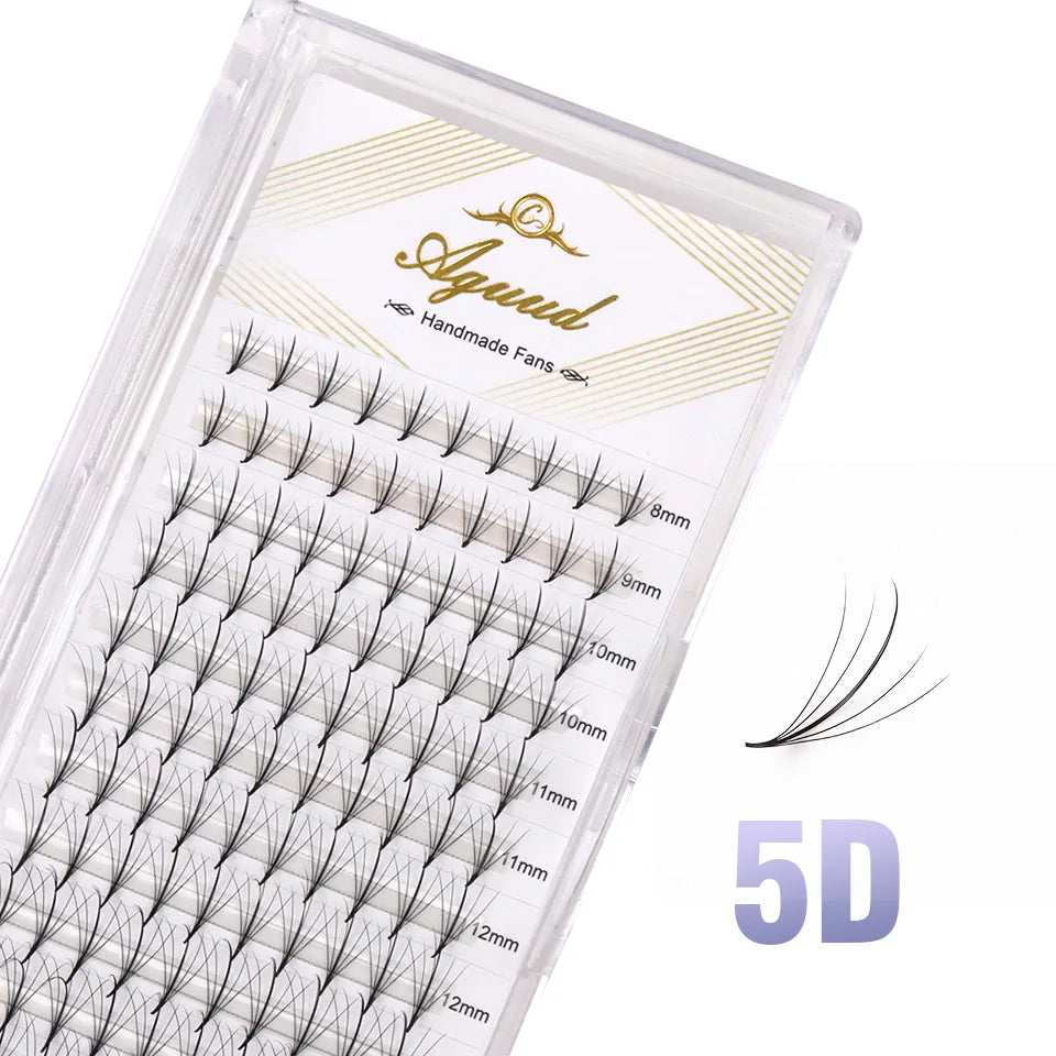 Aguud 3d/5d/7d/9d fino pré-fabricado fãs lash extensão pontiaguda base promade pico fãs cluster cílios volume russo lash extensão