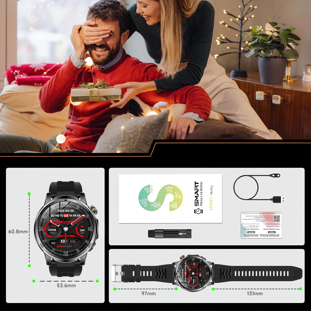 Novos Relógios Inteligentes Militares para Atividades ao Ar Livre 2026, Tela AMOLED de 1,85 polegadas, Bateria Grande de 1000mAh, À Prova D'água 10ATM, Chamada, Esportes, Pulseira Fitness Masculina