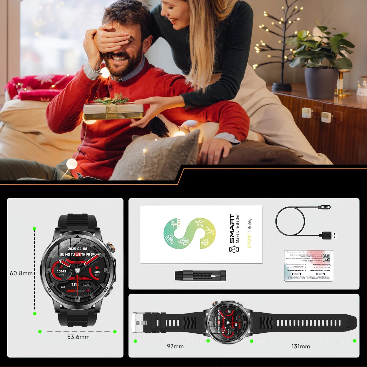 Novos Relógios Inteligentes Militares para Atividades ao Ar Livre 2026, Tela AMOLED de 1,85 polegadas, Bateria Grande de 1000mAh, À Prova D'água 10ATM, Chamada, Esportes, Pulseira Fitness Masculina