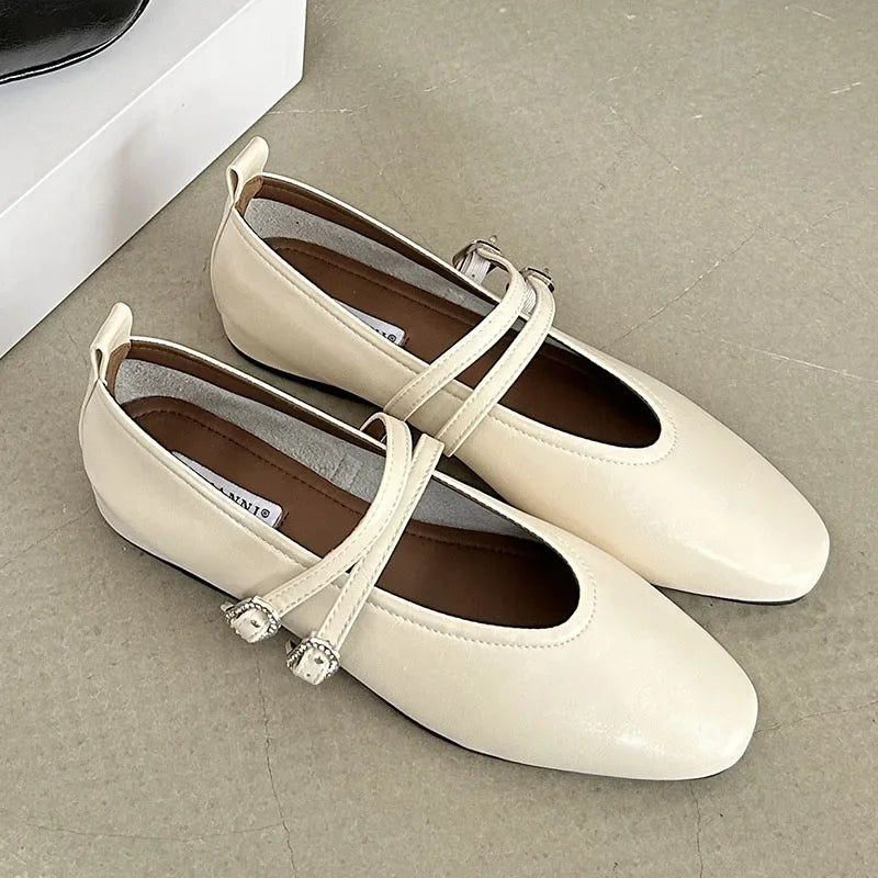 Feminino raso de luxo moda fivela cinta calçados femininos senhoras apartamentos com sapatos mulher apartamentos mary janes sapatos para mulher