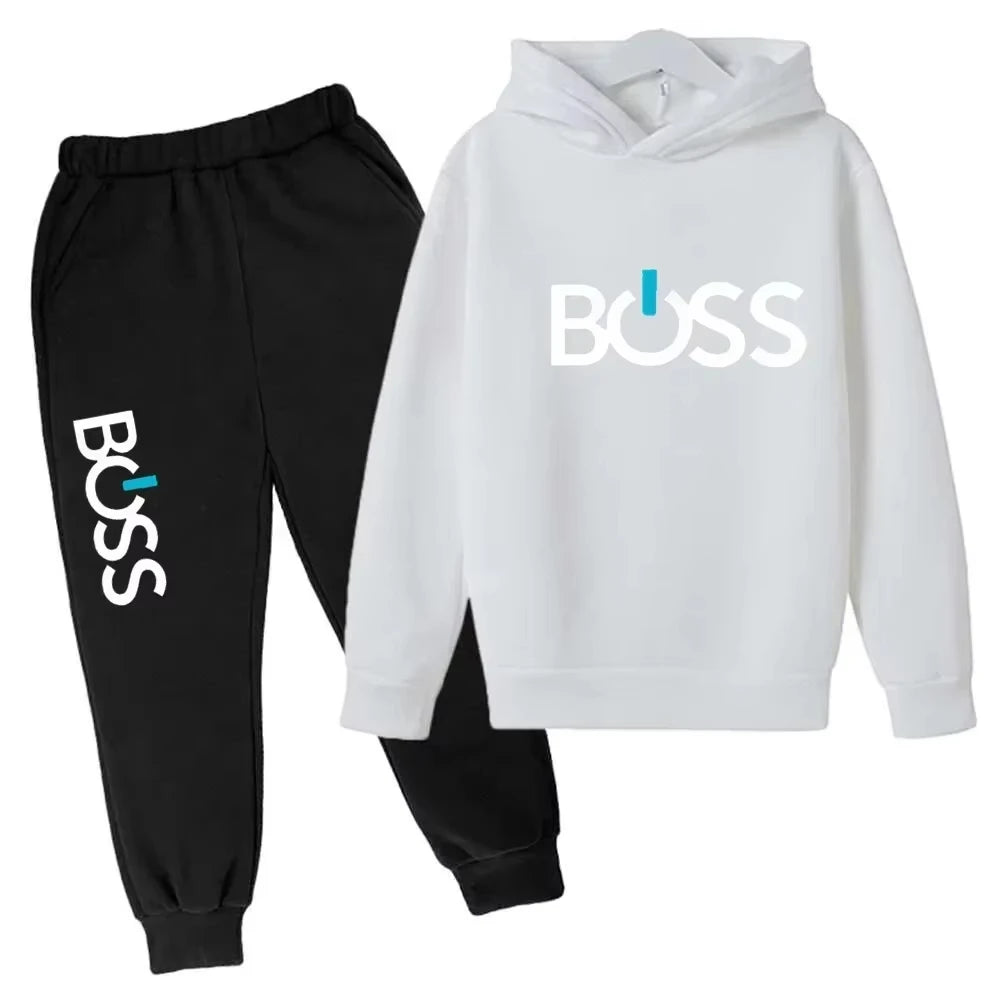 Streetwear nova primavera e outono crianças conjunto com capuz meninos meninas casual manga longa com capuz topos + calças esportivas 2-14 anos de idade