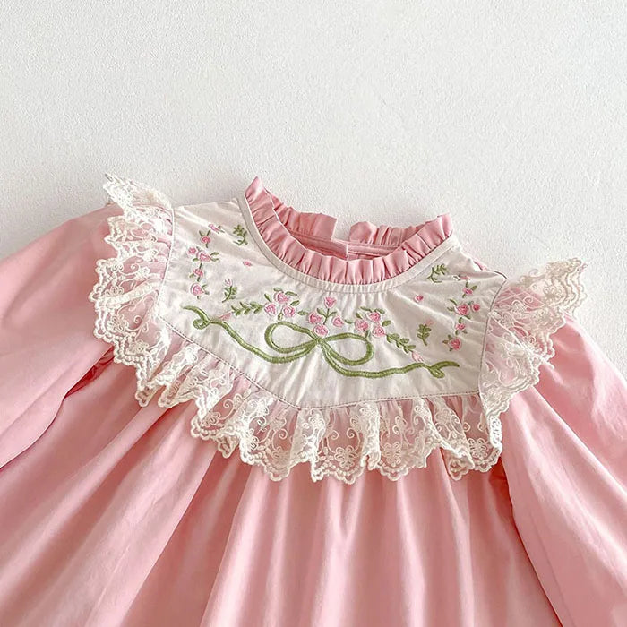 2025 nova primavera irmã vestido crianças roupas crianças vestidos de princesa manga comprida algodão bordado 1-6yrs bebê menina vestido de festa