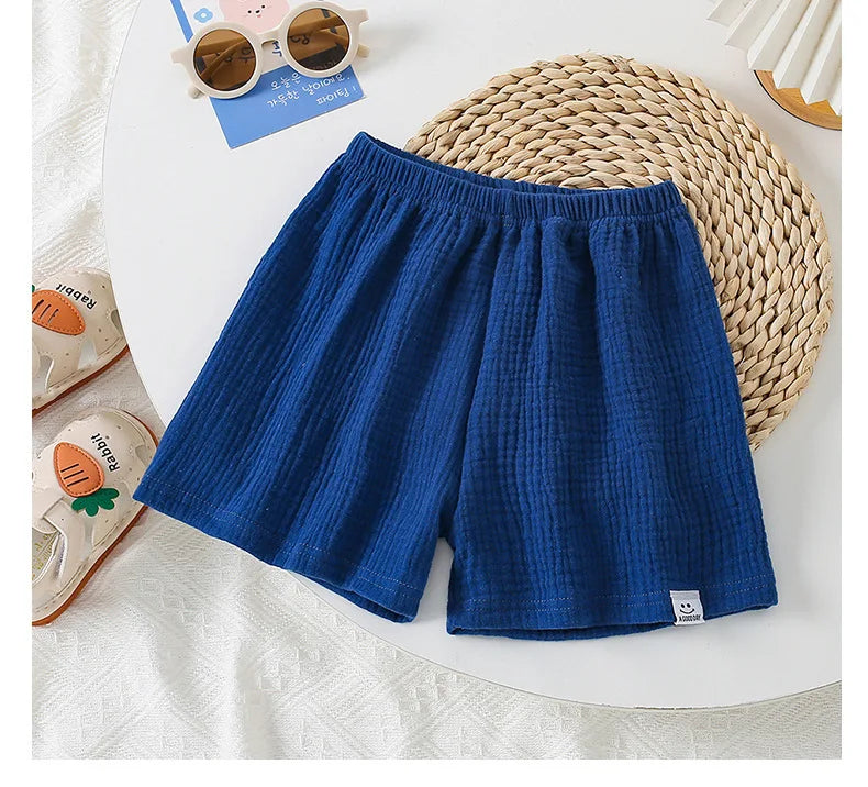 Moda algodão cor sólida crianças shorts infantil estilo coreano verão praia calças curtas inferior para crianças roupas meninas meninos 4-12y