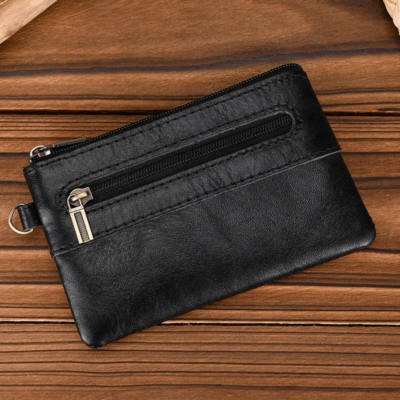 Luufan couro genuíno zíper moeda cartão bolsa de couro real rfid titular do cartão embreagem carteiras slots para homens mulheres mini bolsa fina