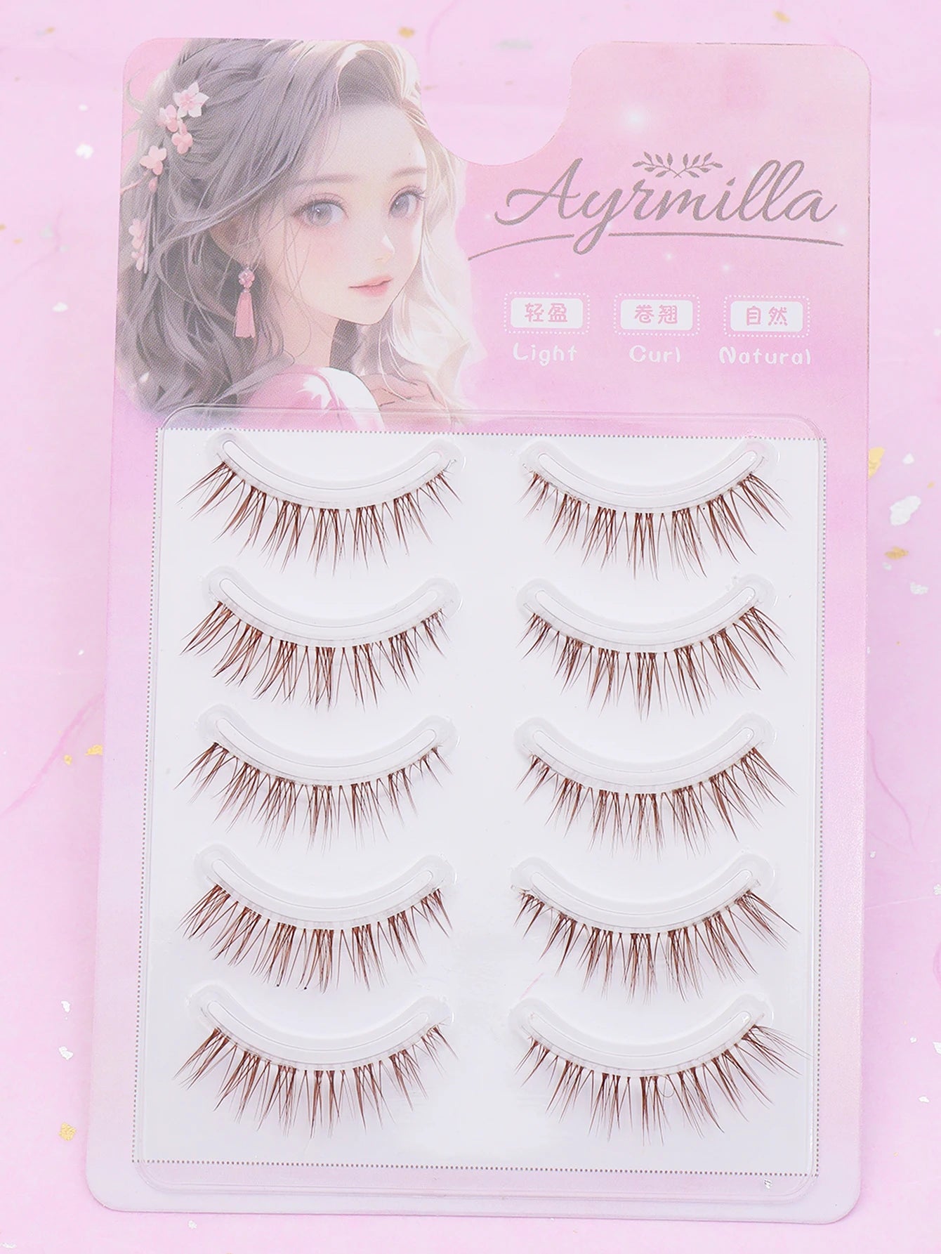 5 pares de cílios marrons estilo de fibra natural cílios postiços volume dramático cílios postiços maquiagem extensão de cílios