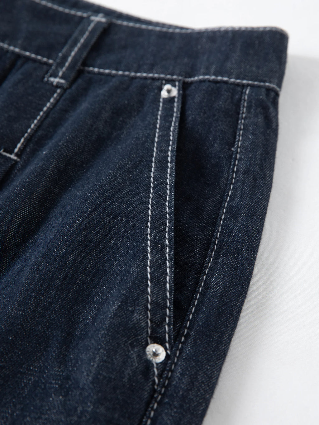 DUSHU 2026 Calça Jeans Feminina de Cintura Alta com Costura Contrastante e Perna Reta - Calça Casual para Uso Diário e Deslocamento