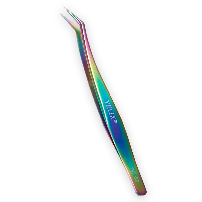 Yelix-pinça profissional de pestanas, aço inoxidável, clássico, volume dourado, para extensões de pestanas