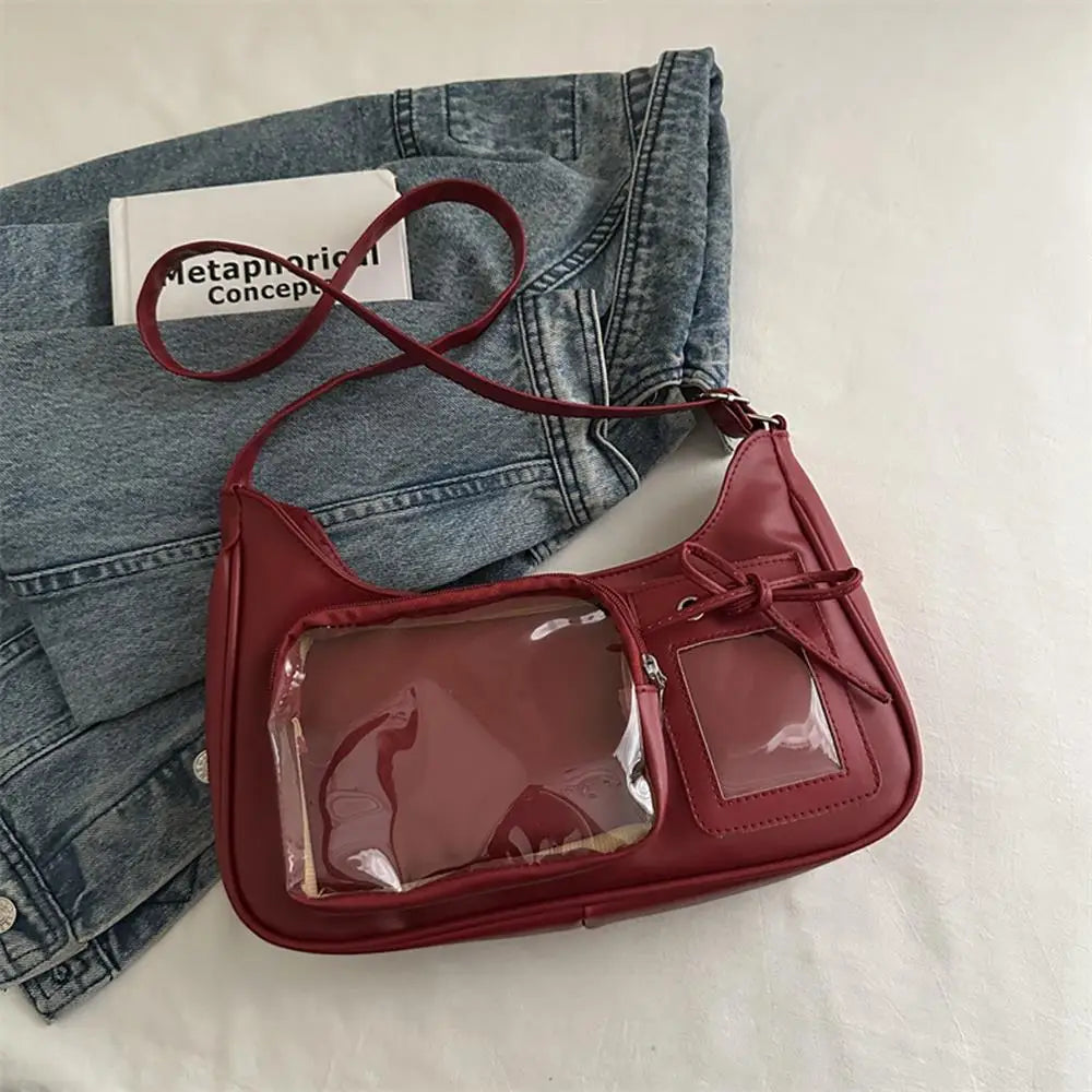 Y2k coreano transparente ita saco meninas doce lolita jk bolsa moda escola crossbody saco harajuku anime crachá exibição sacola
