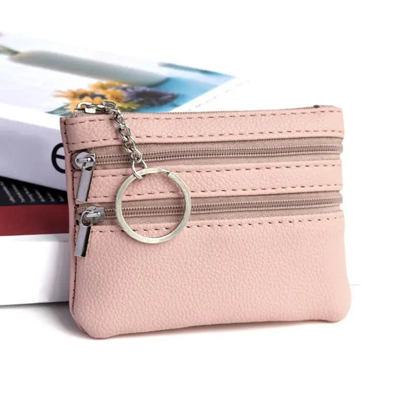 Bolsa de moedas de couro pu 2025 novo com chaveiro bolsa de bolso à prova d'água com zíper resistente ao desgaste porta-cartões de crédito masculino