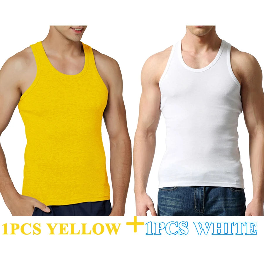 Regatas masculinas 100% algodão sólido colete masculino respirável sem mangas topos fino casual ginásio correndo confortável camiseta presente dos homens