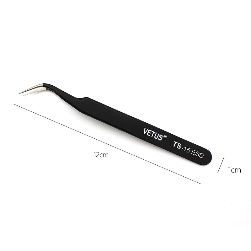 Veterus 100% marca antiestática esd pinças de aço inoxidável cílios compõem nipper artesanato ferramentas de maquiagem & acessórios