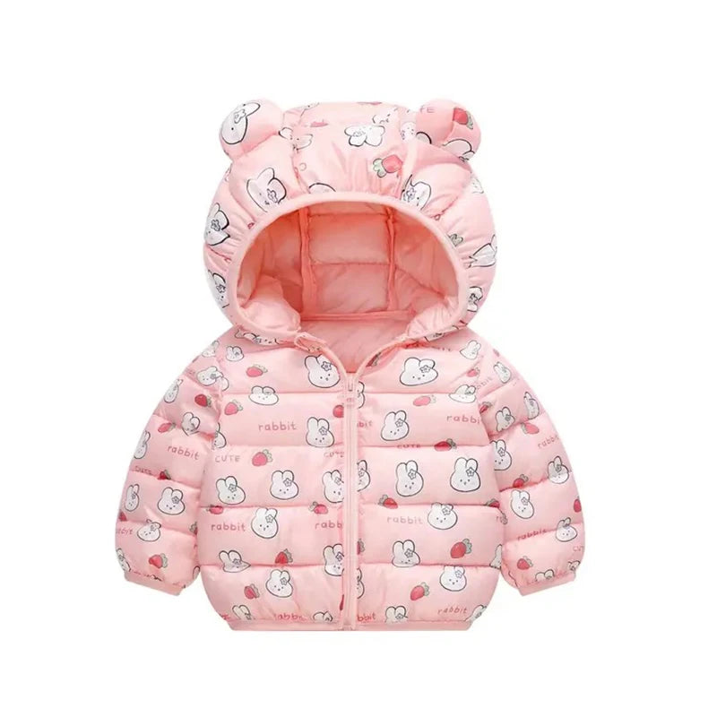 Meninas Inverno Casaco Menino crianças Meninas Casaco De Algodão-acolchoado Personagem Padrão Bebê Casaco Com Capuz Crianças Jaqueta Para Baixo