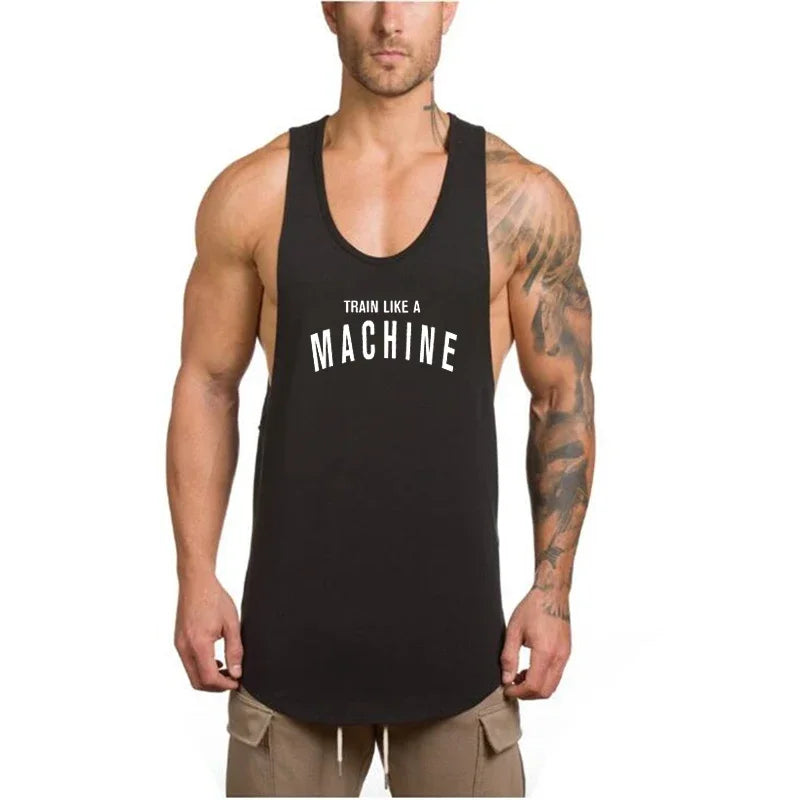 Marca roupas de ginástica dos homens musculação e fitness stringer tanque superior colete roupas esportivas undershirt treino muscular singlets
