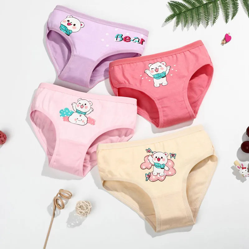 1/4/8/12 pçs crianças meninas conjuntos de calcinha algodão muito bonito dos desenhos animados unicórnio impressão criança roupa interior para menina criança boxer respirável