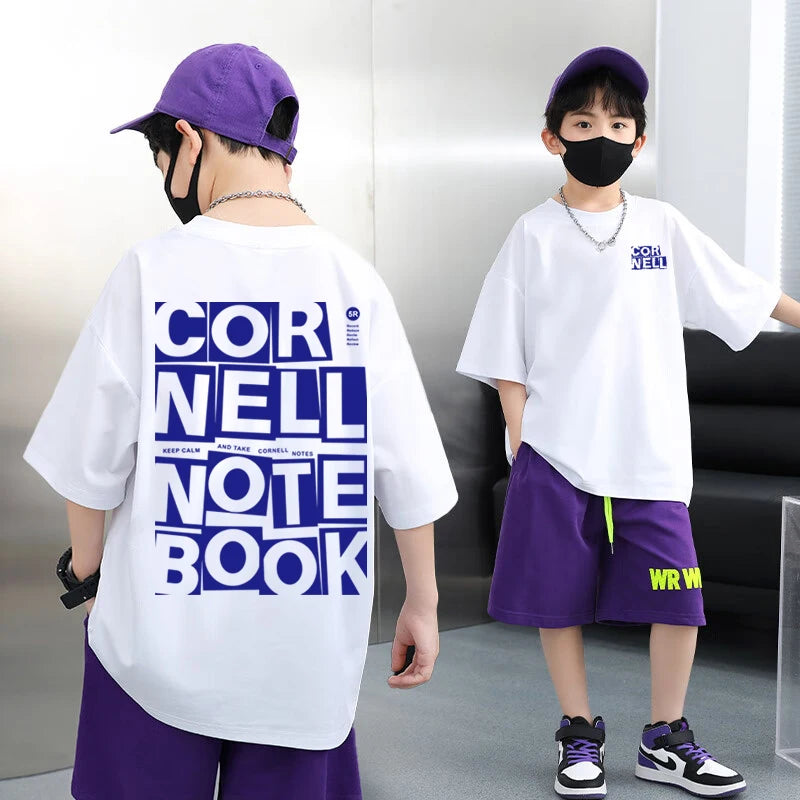 Graffiti impressão camiseta de manga curta infantil, 100% algodão, verão streetwear, meninas tees, crianças tops, roupas de crianças, alta qualidade