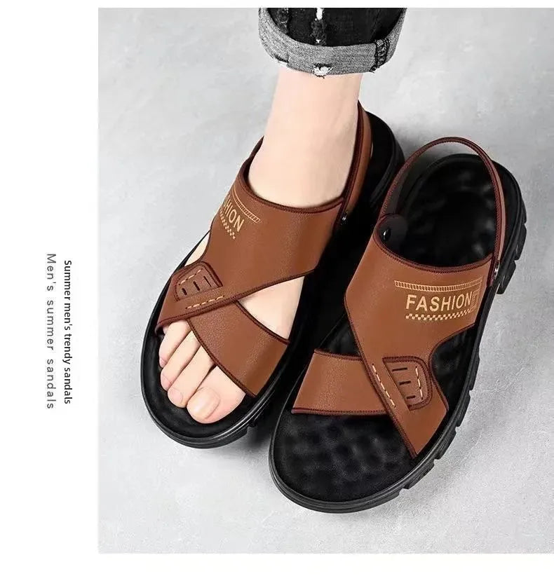 Sandálias de Praia Masculinas de Verão, Reforçadas, Antiderrapantes, Resistentes ao Desgaste, Respiráveis, para Dirigir, Material PVC, Calçados para Adultos