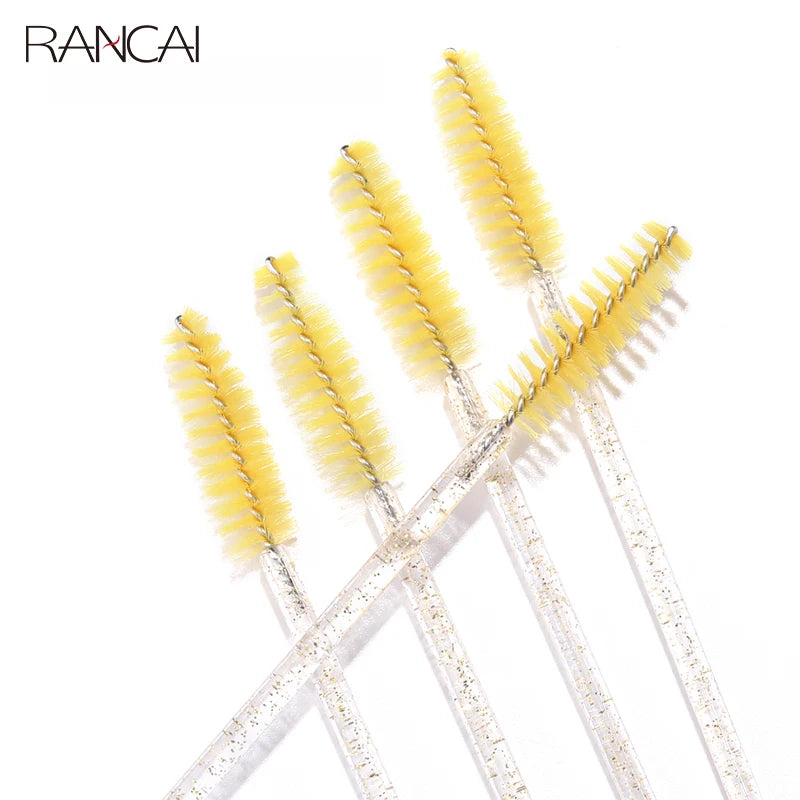 50 pçs pincéis de cílios descartáveis extensão cristal sobrancelha escova rímel varinha cílios conjunto de ferramentas cosméticas maquiagem beleza