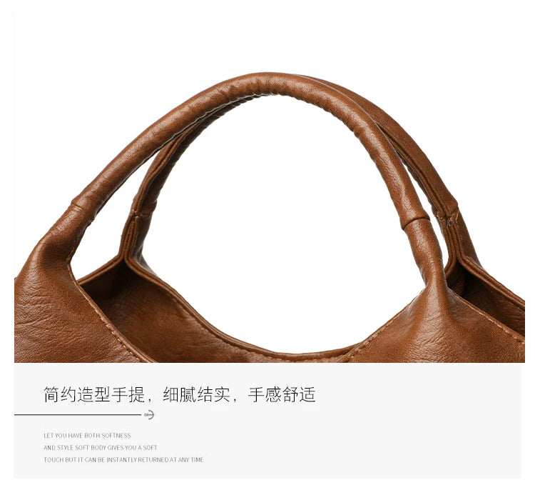 Bolsa, bolsa feminina, 2025 nova bolsa de couro macio moderna e simples, bolsa mãe de meia-idade, versátil de ombro único cr