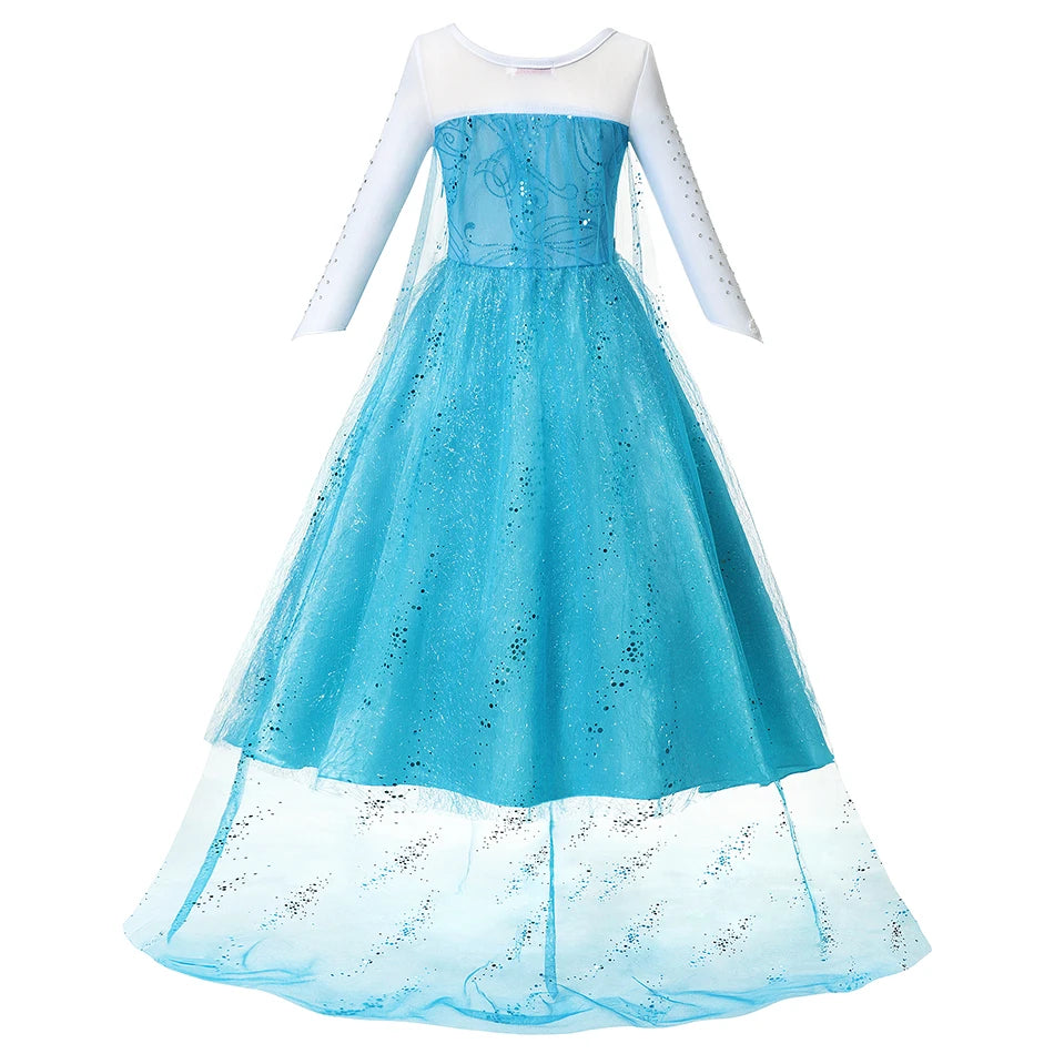 Menina cosplay neve rainha vestido outono inverno crianças elsa carnaval festa princesa traje crianças aniversário vestido de baile roupas 2-10t