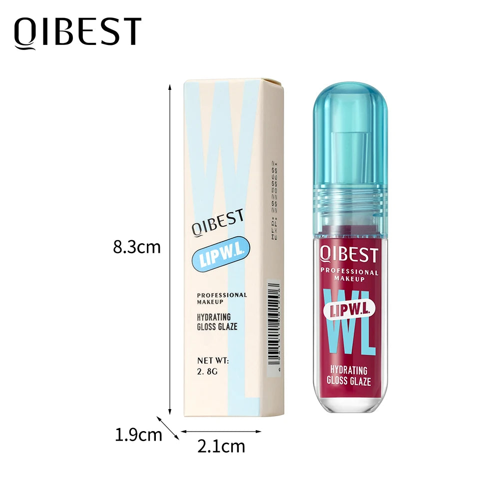 Brilho Labial Cristal QIBEST, Glaze Labial Hidratante de Longa Duração, Gloss Hidratante para Lábios