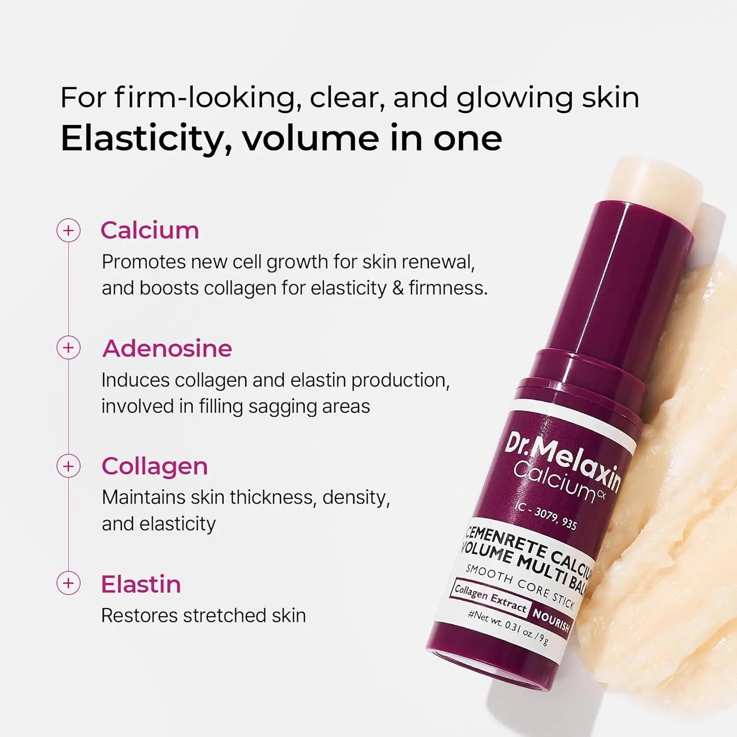 Bálsamo Multifuncional de Cálcio 9g Tudo em Um para Rugas, Volume e Colágeno - Tratamento Facial e Ocular
