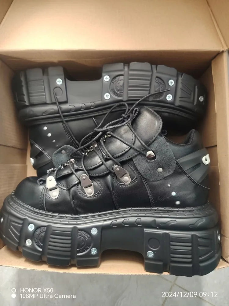 2025 nova plataforma escura feminina heavy metal personalidade goth tênis botas punk 8cm
