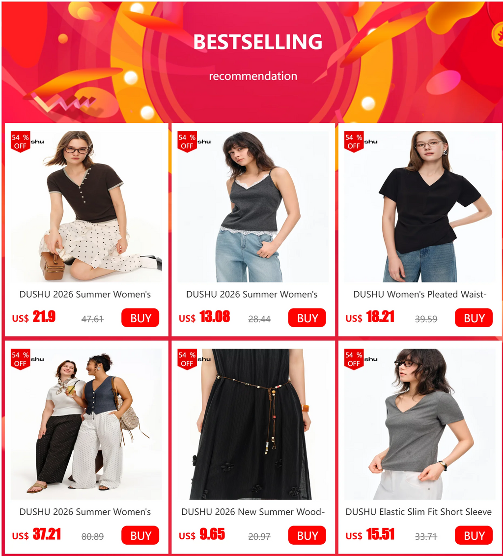 DUSHU 2026 Calça Jeans Feminina de Cintura Alta com Costura Contrastante e Perna Reta - Calça Casual para Uso Diário e Deslocamento