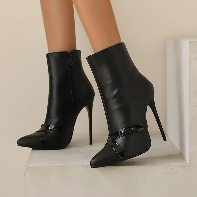 REAVE CAT-Sexy Stiletto Botas de Salto Alto, Botas de Couro, 12cm, Preto, Amarelo, Roxo, Tamanho Grande 44, 45, 46, 47, 48, US15, US16, US17
