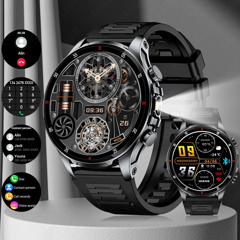 Lige 2025 novo relógio inteligente masculino lanterna ai voz bluetooth chamada 1.53 "hd esportes relógios de fitness monitor saúde smartwatch feminino