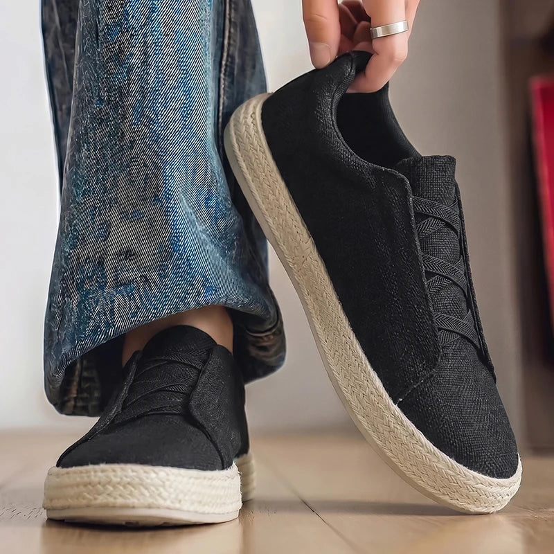 Sapatos de Pescador em Linho, Sapatos de Tecido Masculinos Modernos 2025, Sapatos Casuais Masculinos Respiráveis de Verão