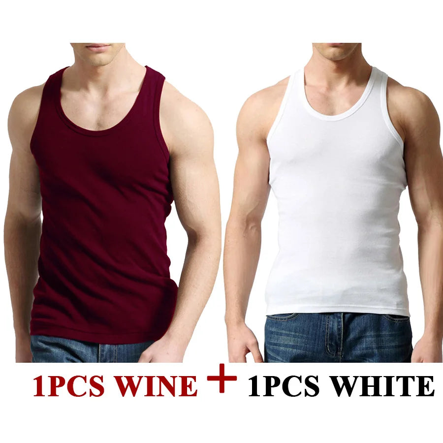Regatas masculinas 100% algodão sólido colete masculino respirável sem mangas topos fino casual ginásio correndo confortável camiseta presente dos homens