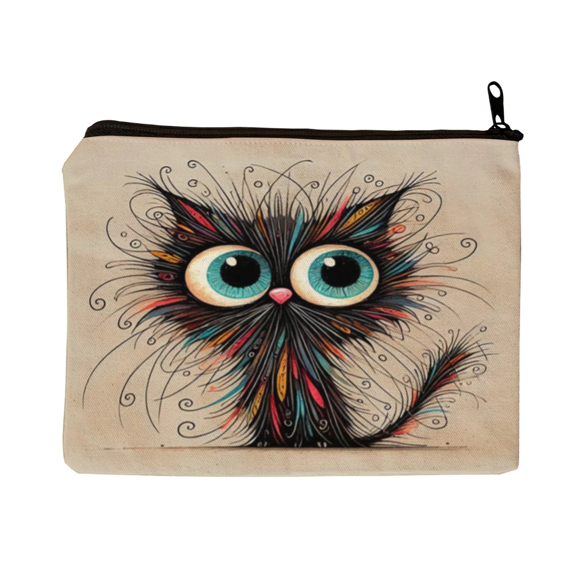 Adorável bolsa de cosméticos de gato preto, elegante e durável, organizador de viagem, bolsa de higiene portátil perfeita para diversão, armazenamento conveniente