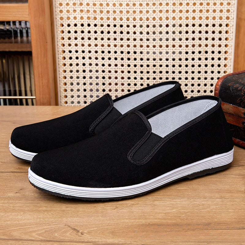 Clássico masculino algodão pano sapatos tradicional chinês tai-chi tênis de treinamento de arte marcial respirável wearable calçado esportivo