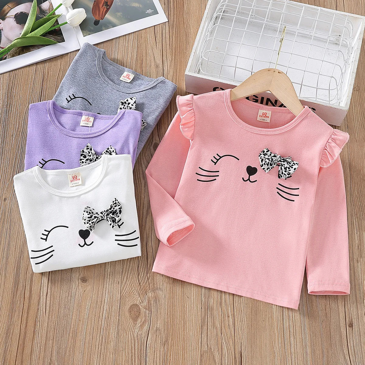 Primavera outono meninas camiseta de algodão topos para crianças dos desenhos animados camisas manga longa blusa do bebê da criança roupas inferiores