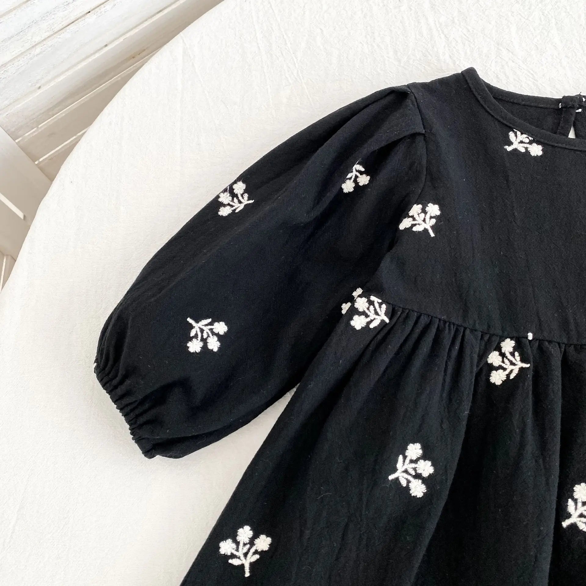 2026 nova primavera meninas vestido de princesa crianças estilo coreano bordado roupas 2-6yrs manga comprida algodão crianças vestido de festa