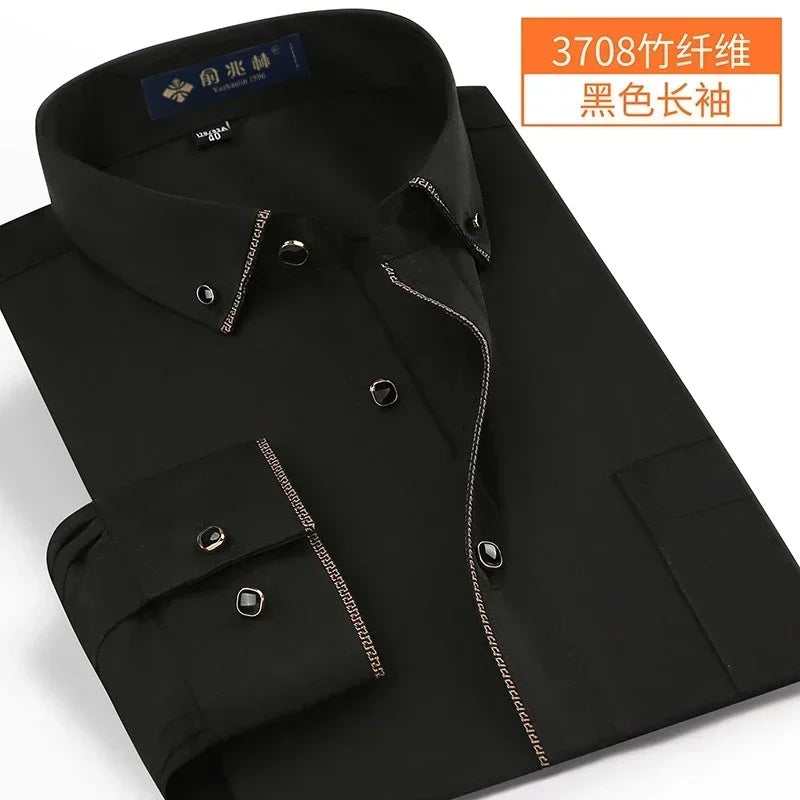 Nova chegada primavera comercial fácil cuidado camisa masculina oversize manga longa moda formal de alta qualidade plus size M-7XL8XL9XL