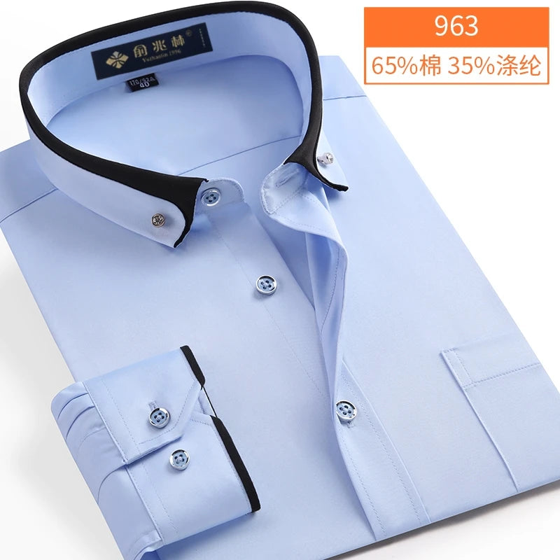 Nova chegada primavera comercial fácil cuidado camisa masculina oversize manga longa moda formal de alta qualidade plus size M-7XL8XL9XL