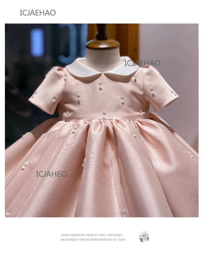 Vestidos de festa 2025 crianças primeiro aniversário para babyceremonial vestido infantil vestidos de casamento meninas princesa vestido branco crianças menina